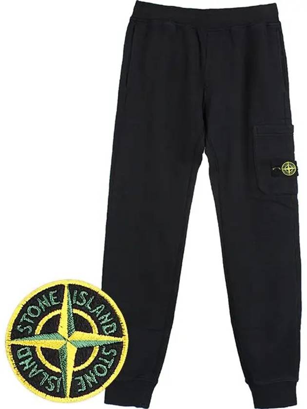 Kids Logo Patch Cotton Training Pants Black - STONE ISLAND - BALAAN 2