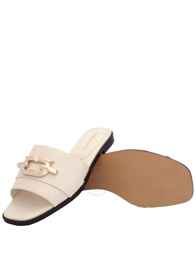 Ferragamo White Leather Bejeweled Gancini Slides, Size 6 - SALVATORE FERRAGAMO - BALAAN 2