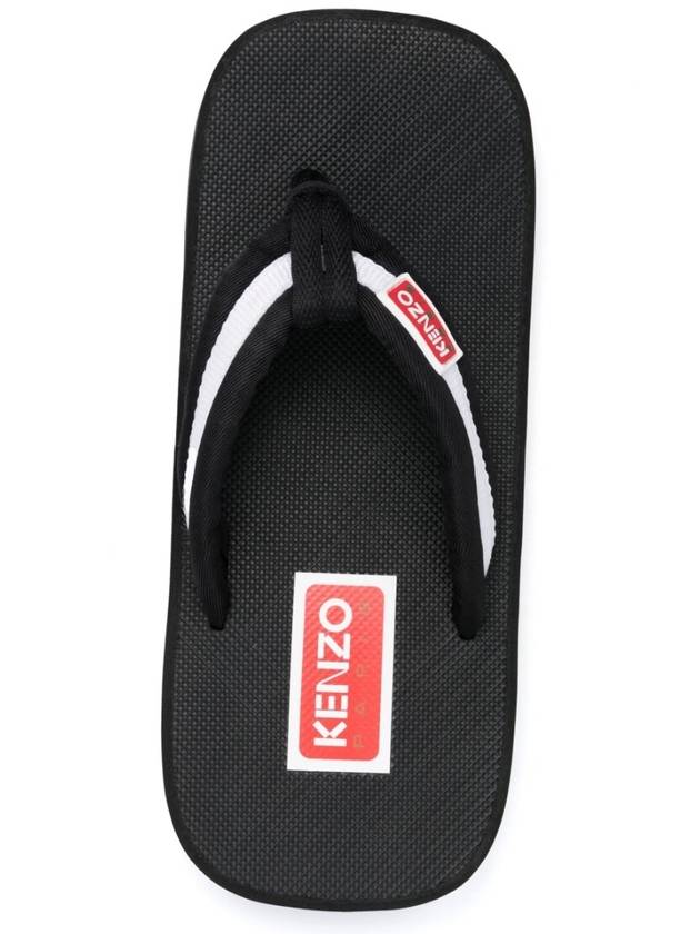 Logo Patch Striped Flip Flops Black - KENZO - BALAAN 4