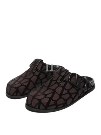 V Logo Monogram Fabric Mule Brown - VALENTINO - BALAAN 2