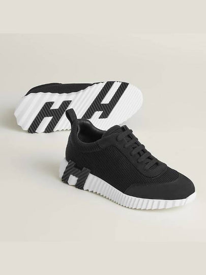 Bouncing Mesh Suede Goatskin Low Top Sneakers Noir - HERMES - BALAAN 2