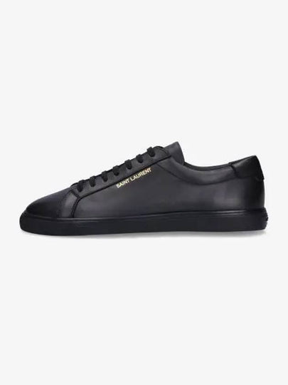 Andy Embossed Logo Leather Low Top Sneakers Black - SAINT LAURENT - BALAAN 2