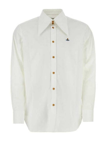 Violin Logo Long Sleeve Shirt White - VIVIENNE WESTWOOD - BALAAN 1