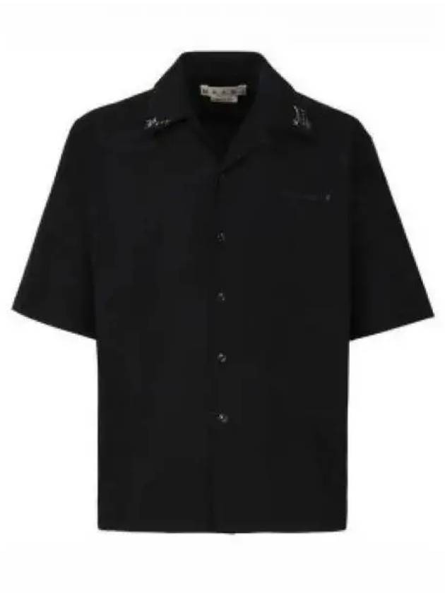 Embroidery Cotton Short Sleeve Shirt Black - MARNI - BALAAN 2