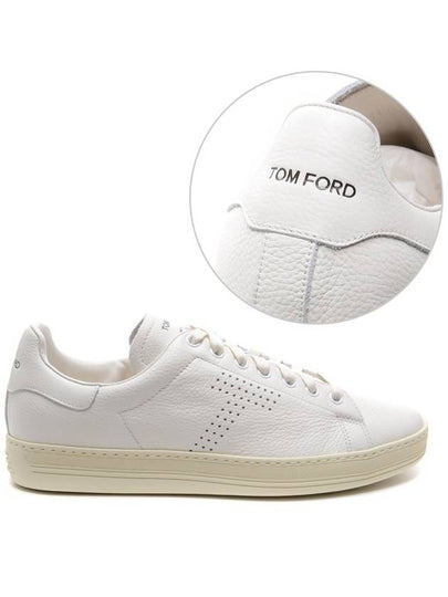 Warwick T Logo Punching Leather Low Top Sneakers White - TOM FORD - BALAAN 2