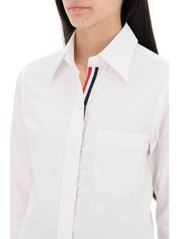 Logo Patch Cotton Shirt White - THOM BROWNE - BALAAN 5