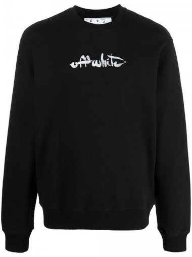 Arrow Logo Painting Crewneck Sweatshirt Black - OFF WHITE - BALAAN 1