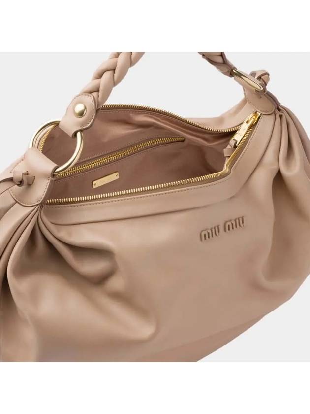 Embossed Logo Leather Shoulder Bag Cameo - MIU MIU - BALAAN 4