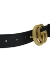 Men's GG Marmont Double G Buckle Gold Hardware Leather Belt Black - GUCCI - BALAAN 5