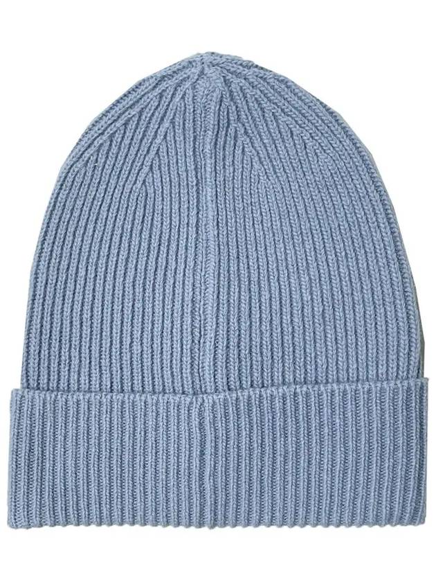 Embroidered Logo Ribbed Beanie Blue - CP COMPANY - BALAAN 3