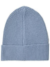 Embroidered Logo Ribbed Beanie Blue - CP COMPANY - BALAAN 4