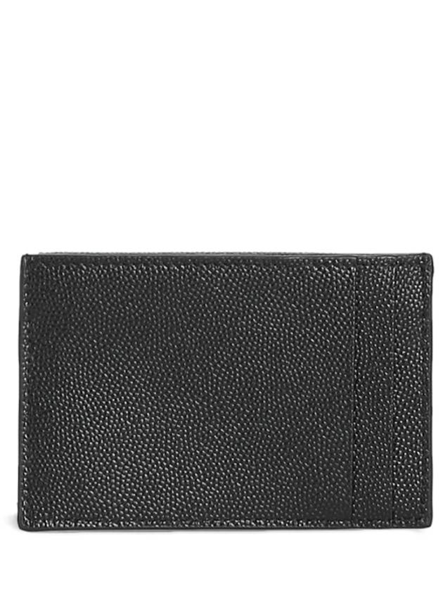 Uptown Grain De Poudre Embossed Leather Flap Card Case Black - SAINT LAURENT - BALAAN 4