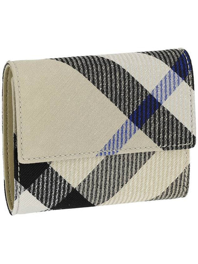 Checked Leather Half Wallet Beige - BURBERRY - BALAAN 2