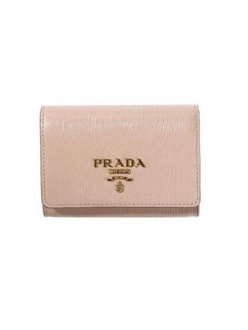 Saffiano Vitello Move Flap Card Wallet Powder Pink - PRADA - BALAAN 1