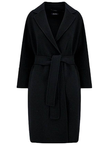 Women's Arona Belt Virgin Wool Single Coat Black - S MAX MARA - BALAAN 1