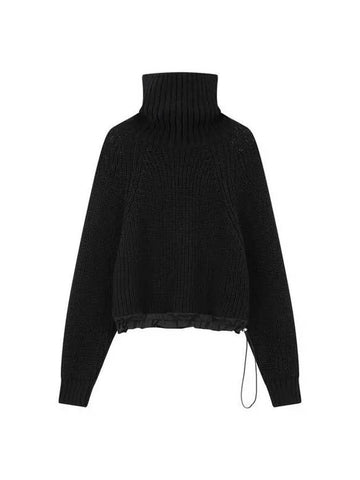 Women s Drawstring Hem Turtleneck Sweater Black 270135 - GIORGIO ARMANI - BALAAN 1