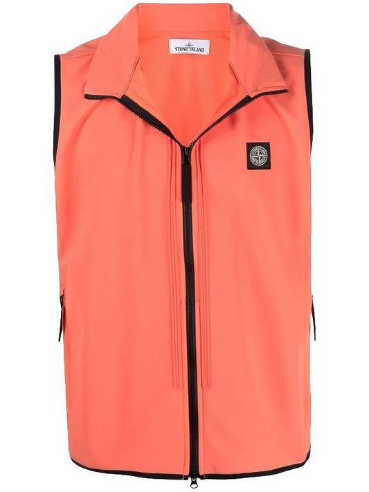 Logo Patch Softshell Vest Coral - STONE ISLAND - BALAAN.