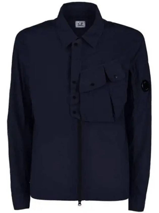 Lens Chrome Overshirt Zip-Up Jacket Navy - CP COMPANY - BALAAN 2