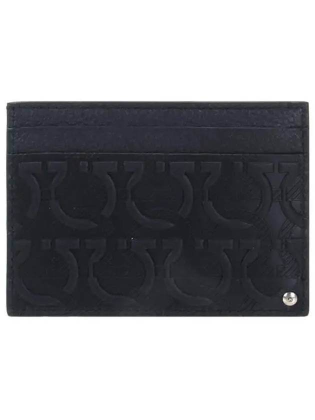 Gancini Embossed Card Wallet Black - SALVATORE FERRAGAMO - BALAAN 4