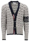 4 Bar Stripe Cable Knit Cardigan Grey - THOM BROWNE - BALAAN 2