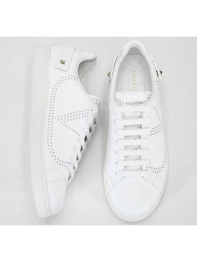 Men's Leather V Logo Backnet Low Top Sneakers White - VALENTINO - BALAAN 2