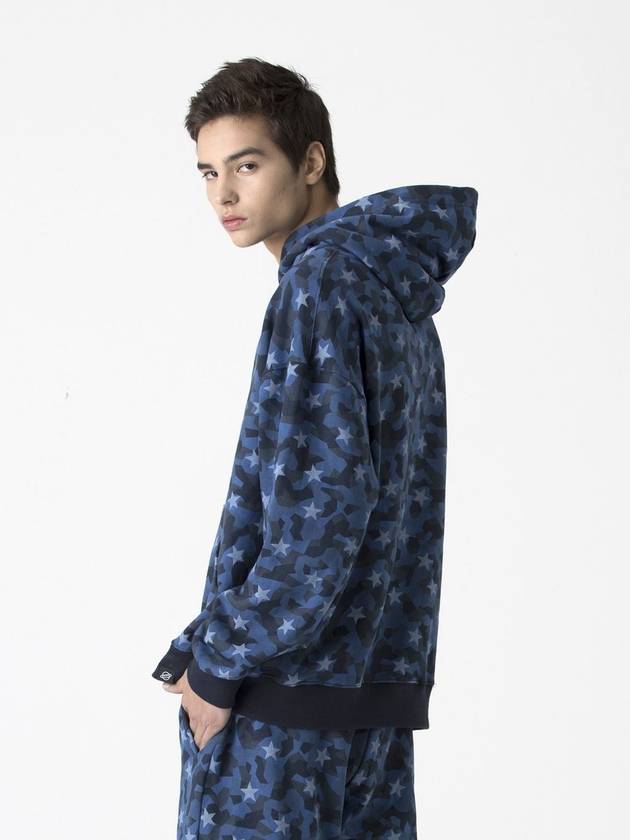 star camo Hoodie sweatshirt Blue Overfit - AOX - BALAAN 1