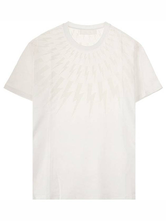 Multi Thunderbolt Print Short Sleeve T-Shirt White - NEIL BARRETT - BALAAN.