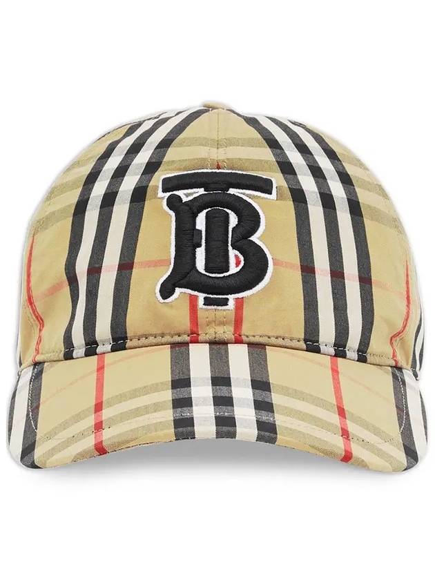 TB Logo Monogram Motif Vintage Check Ball Cap Beige - BURBERRY - BALAAN.