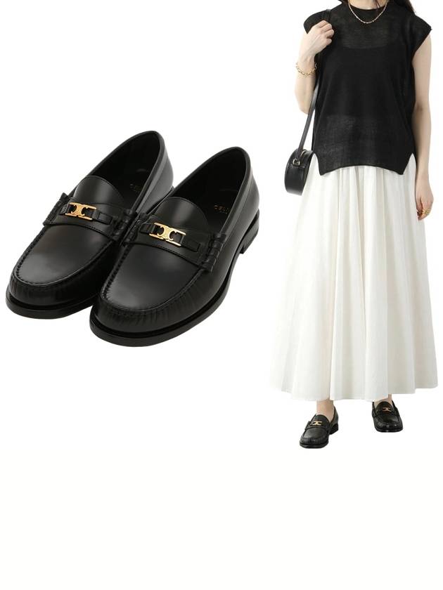 Luco Triomphe Polished Bull Loafers Black - CELINE - BALAAN 2