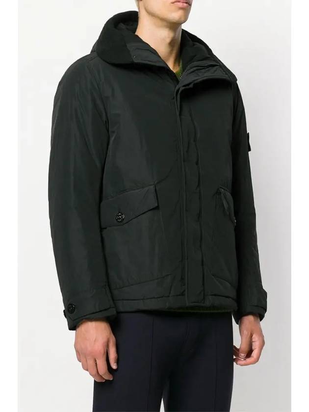 Logo Patch Zip-Up Jacket Dark Green - STONE ISLAND - BALAAN 4