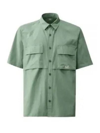 Cotton Rip-Stop Short Sleeve Shirt Green - CP COMPANY - BALAAN 2