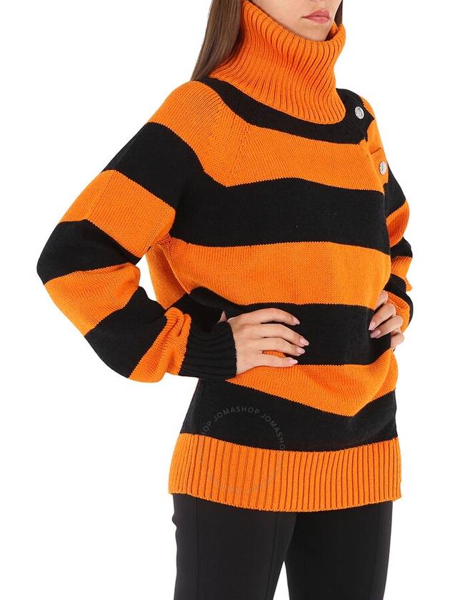 Burberry Ladies Deep Orange Striped Fisherman Turtleneck Jumper, Size Medium - BURBERRY - BALAAN 2