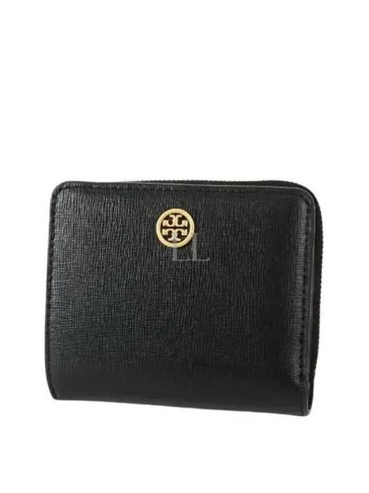 Robinson ROBINSON Logo Leather Halfwallet Black - TORY BURCH - BALAAN 2