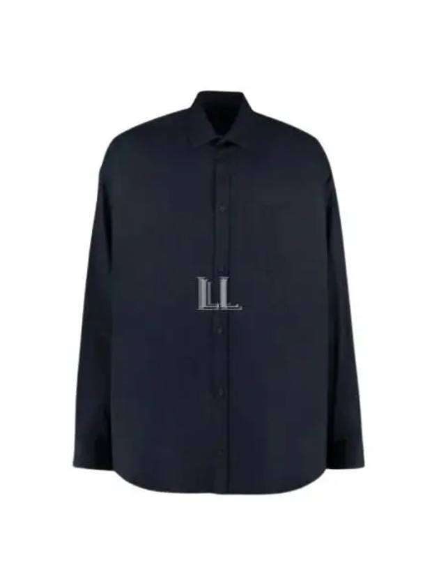 Micro Canvas Oversized Cocoon Long Sleeve Shirt Midnight Blue - BALENCIAGA - BALAAN 2