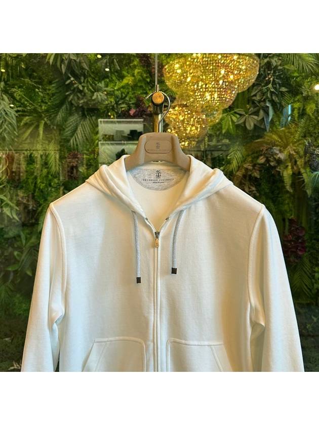 Tech Cotton Zip-Up Hoodie White - BRUNELLO CUCINELLI - BALAAN 3