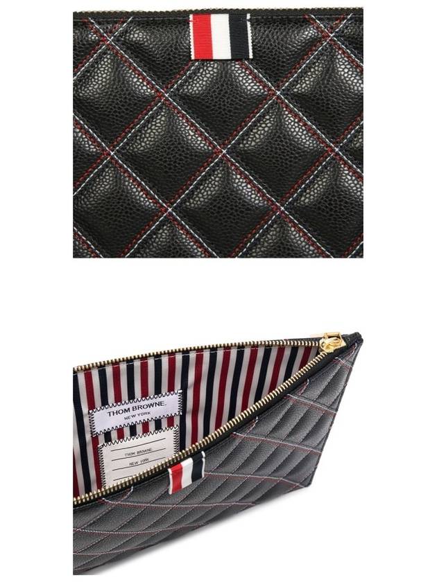 Caviar Quilted Document Small Clutch Bag Black - THOM BROWNE - BALAAN.