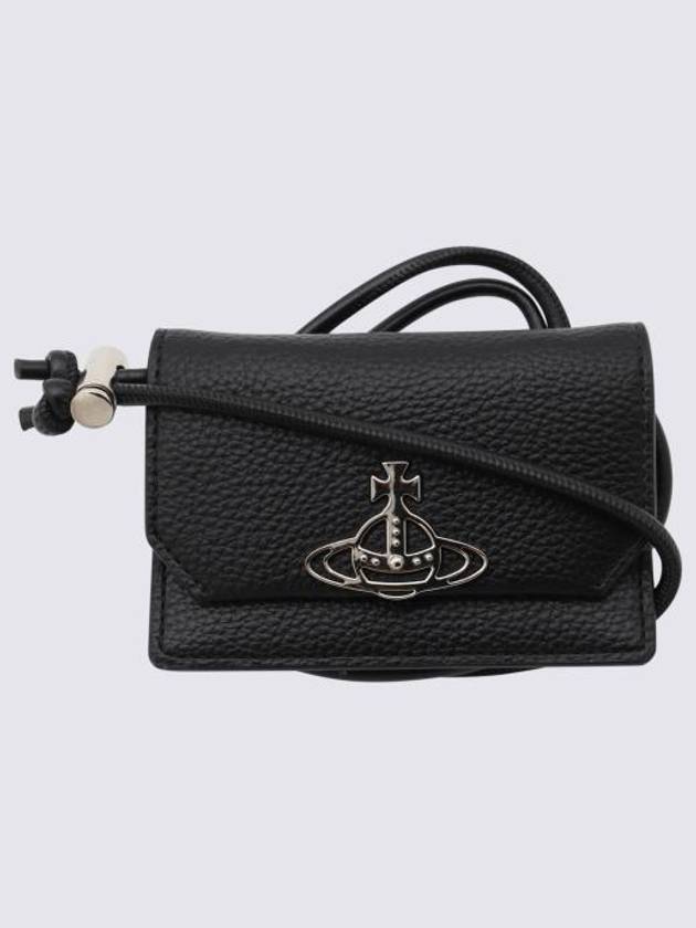 ORB Logo Plaque Top Strap Card Wallet Black - VIVIENNE WESTWOOD - BALAAN 1