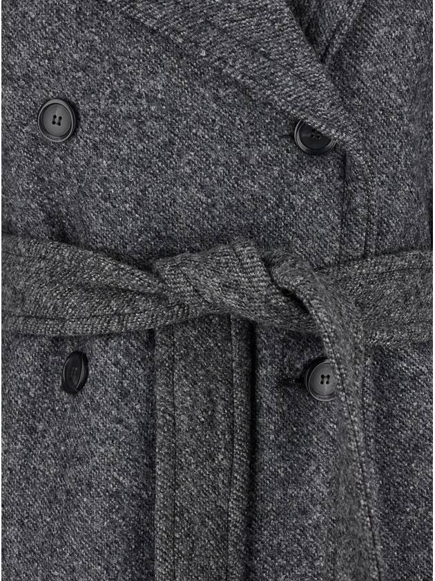 'Calice' Grey Double-Breasted Coat With Matching And Adjustable Belt In Wool Woman - PINKO - BALAAN 2