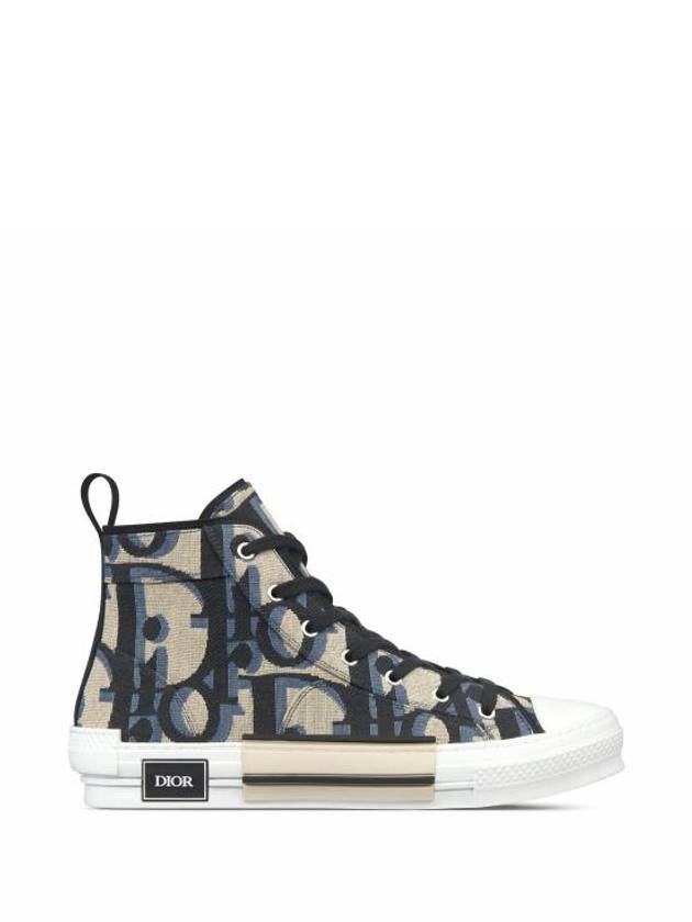 Oblique Jacquard B23 High Top Sneakers Black Beige - DIOR - BALAAN 2