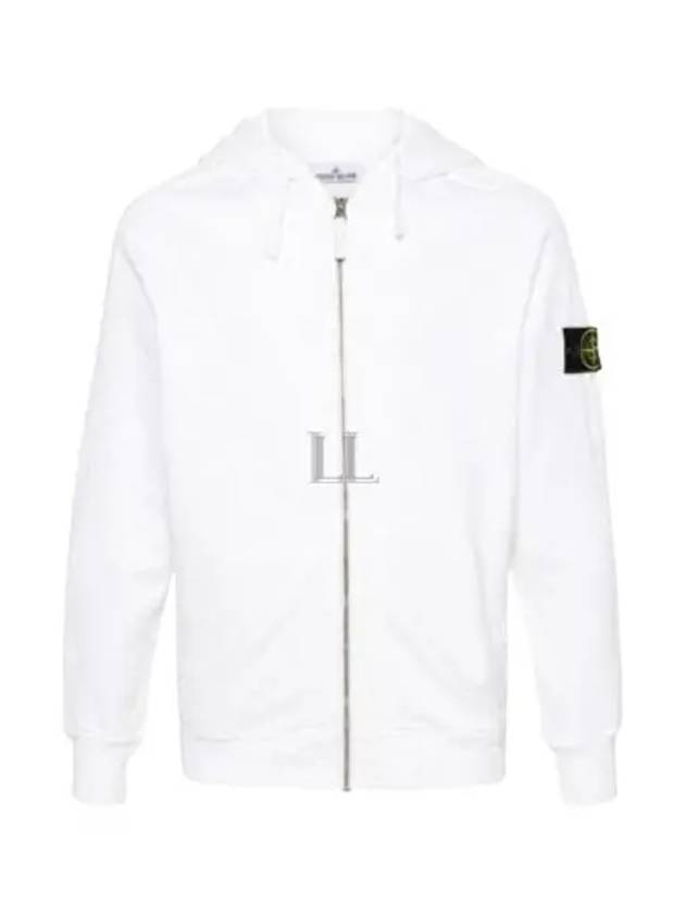 Men's Garment Dyed Malfile Zip Up Hoodie White - STONE ISLAND - BALAAN 2