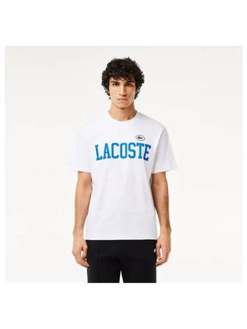 Men s Logo Graphic Puff Badge Match T Shirt White - LACOSTE - BALAAN 1