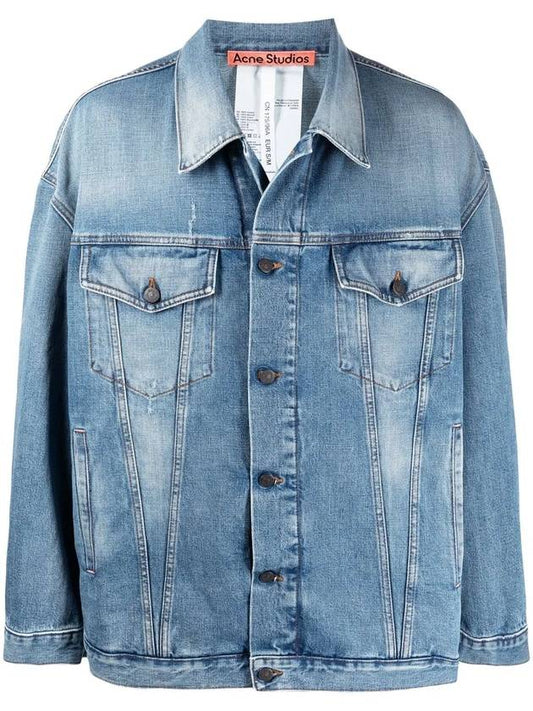 Men's Oversized Denim Jacket Mid Blue - ACNE STUDIOS - BALAAN.