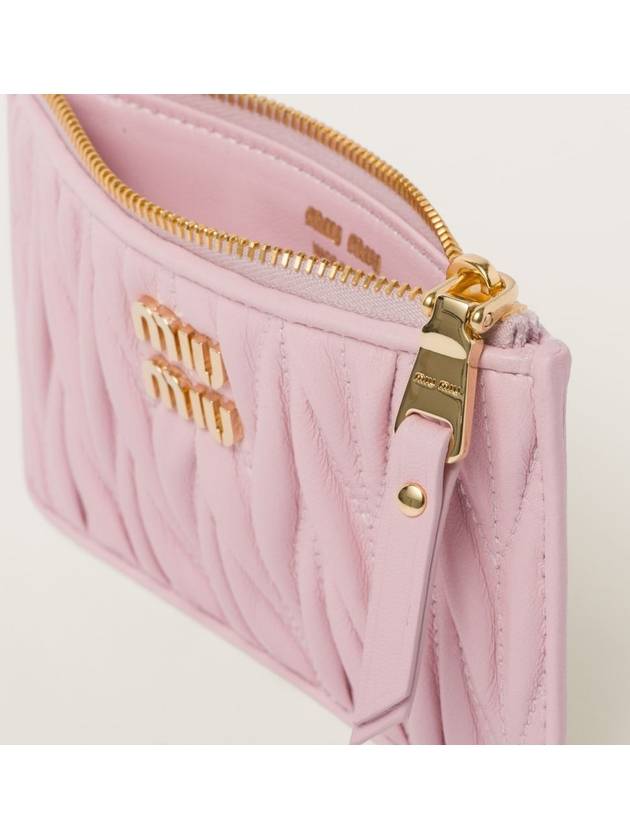 Matelasse Leather Card Wallet Pink - MIU MIU - BALAAN 4