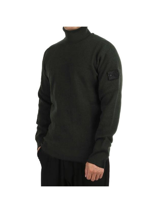 Men's Shadow Project Wappen Knit Turtleneck Dark Green - STONE ISLAND - BALAAN 2