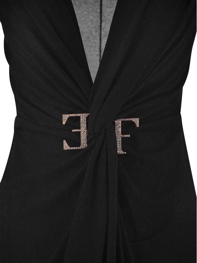 Red carpet dress in lurex jersey with knot and logo accessory - ELISABETTA FRANCHI - BALAAN 4