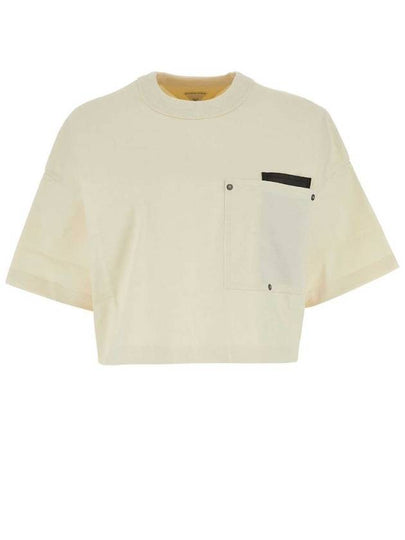 Croptop Cotton Short Sleeve T-Shirt Ivory - BOTTEGA VENETA - BALAAN 2