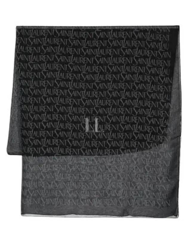 Logo Square Large Scarf Black - SAINT LAURENT - BALAAN 2