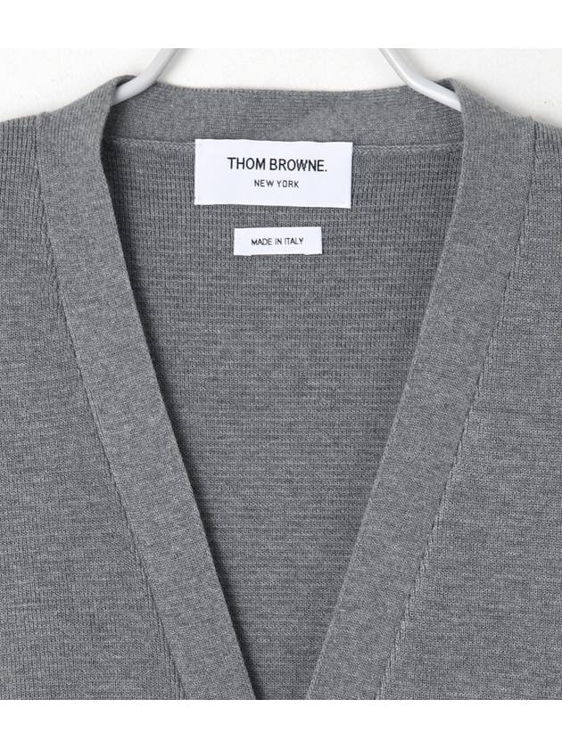 V-Neck Diagonal Armband Cardigan Grey - THOM BROWNE - BALAAN 5