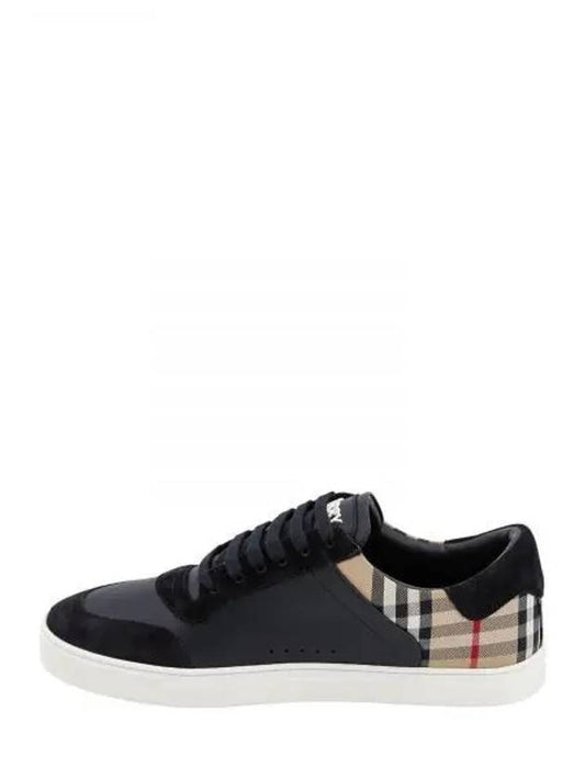 Checked Leather Suede Low Top Sneakers Black - BURBERRY - BALAAN 2