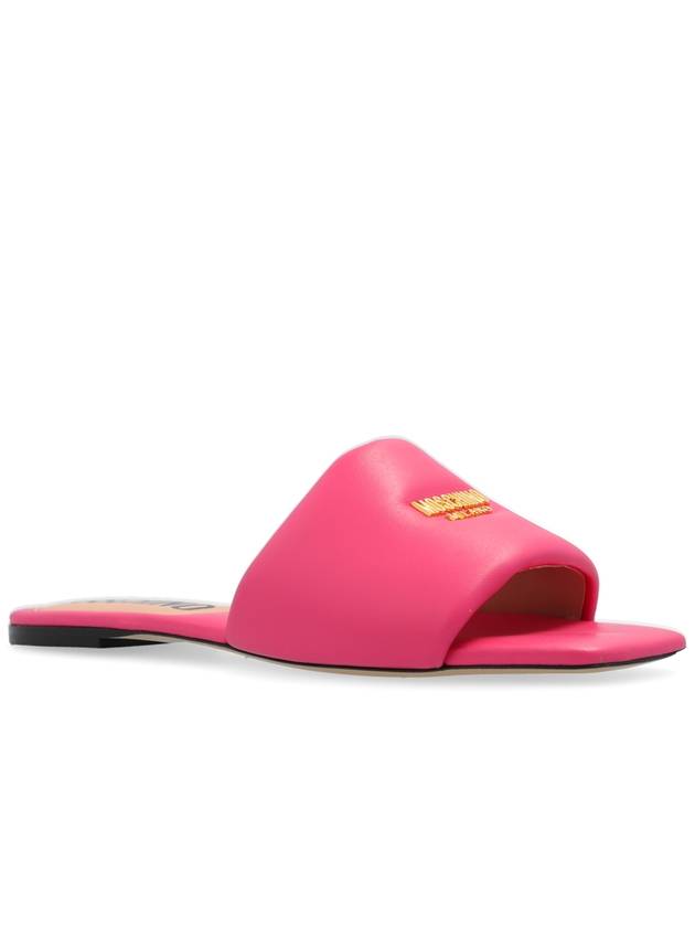 Moschino Leather Slides, Women's, Pink - MOSCHINO - BALAAN 4